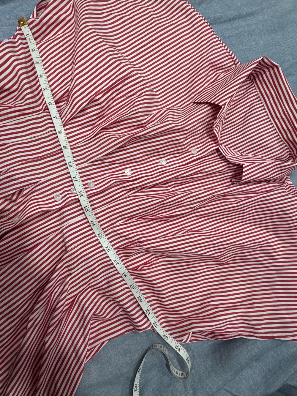 Red & White Striped Button Down Blouse - Picture 6 of 10